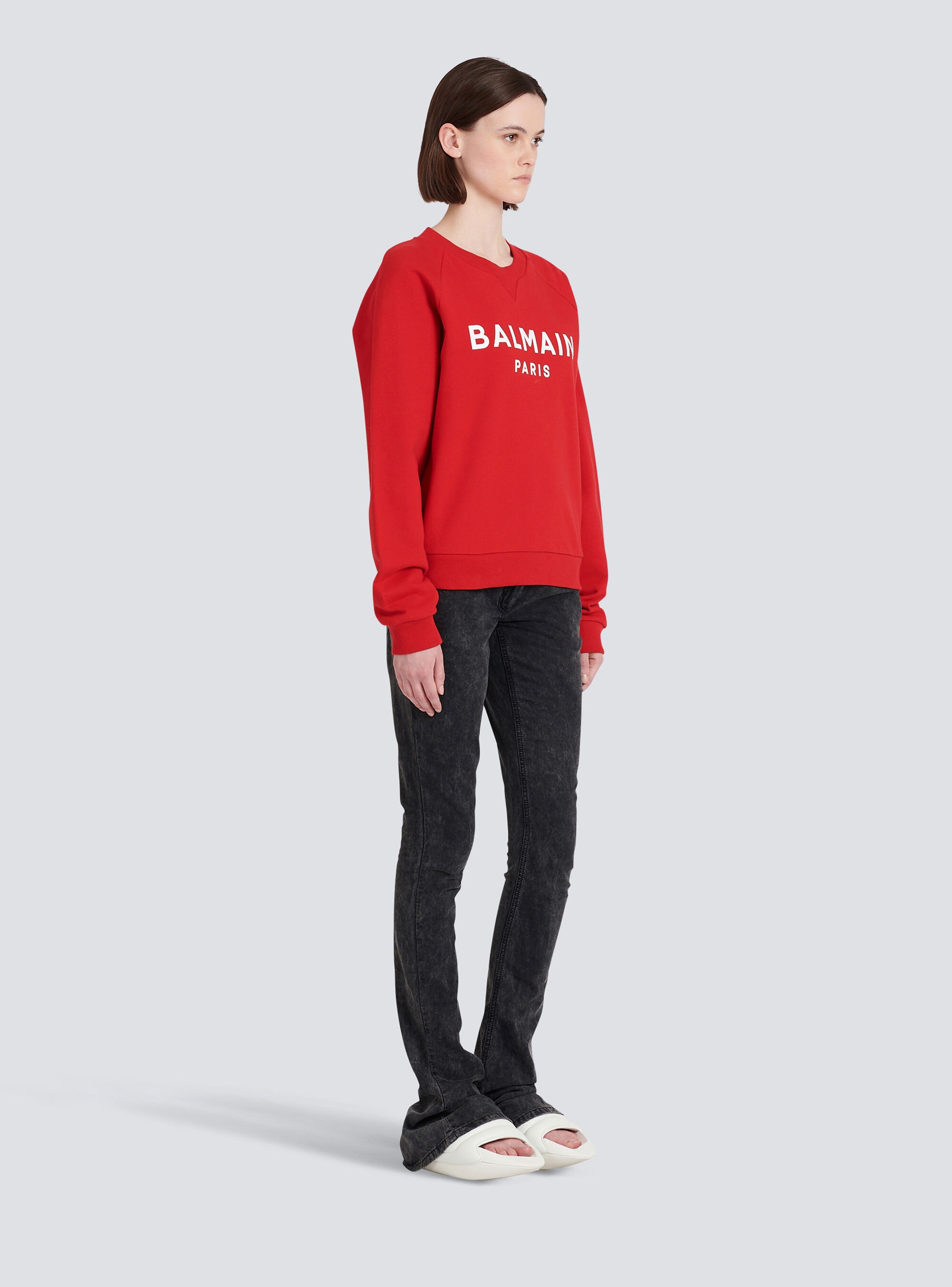 Eco-designed cotton sweatshirt with Balmain logo print - 5