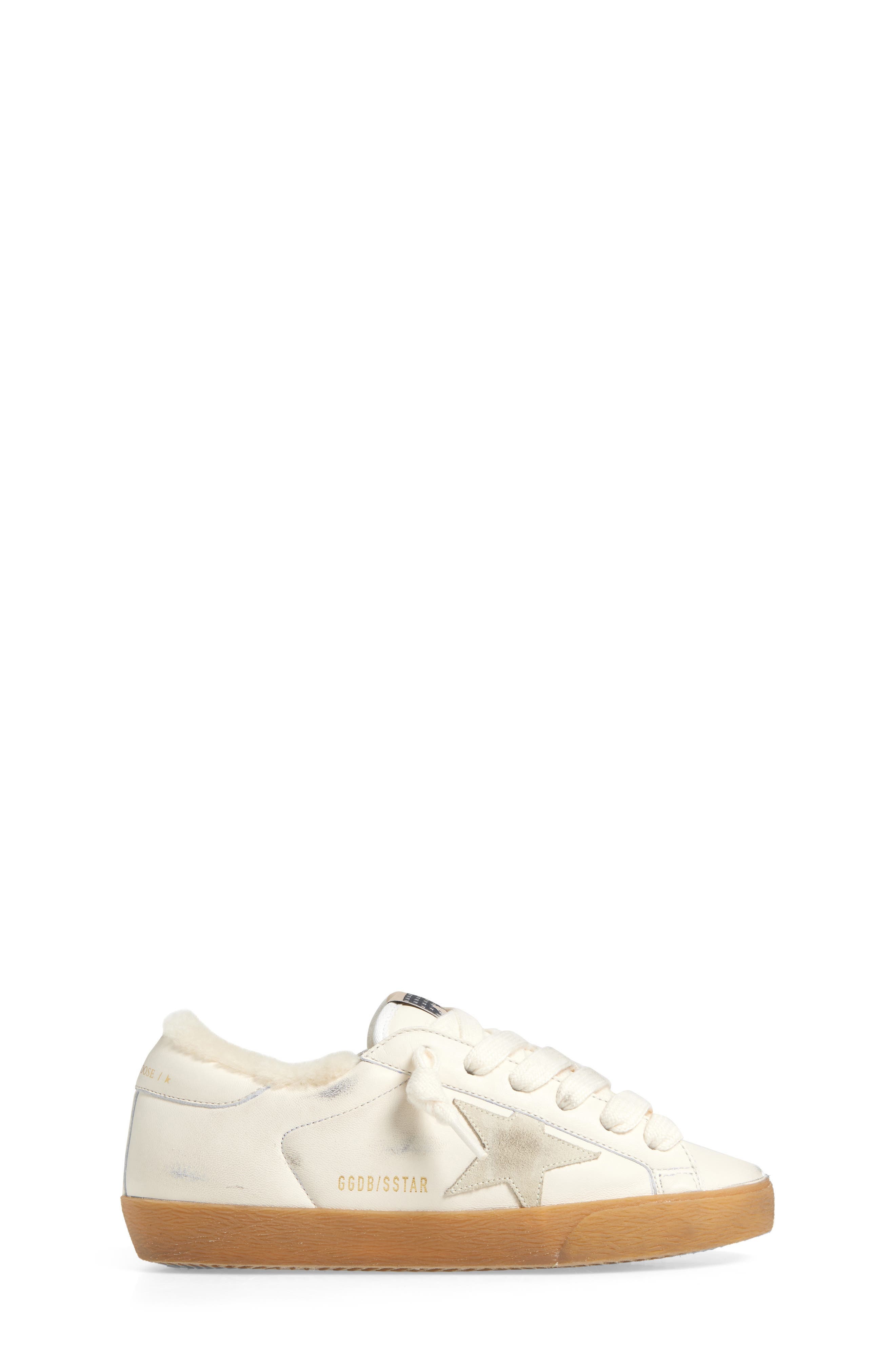 Golden Goose Super-Star Genuine Shearling Lined Low Top Sneaker in Optic White at Nordstrom - 3