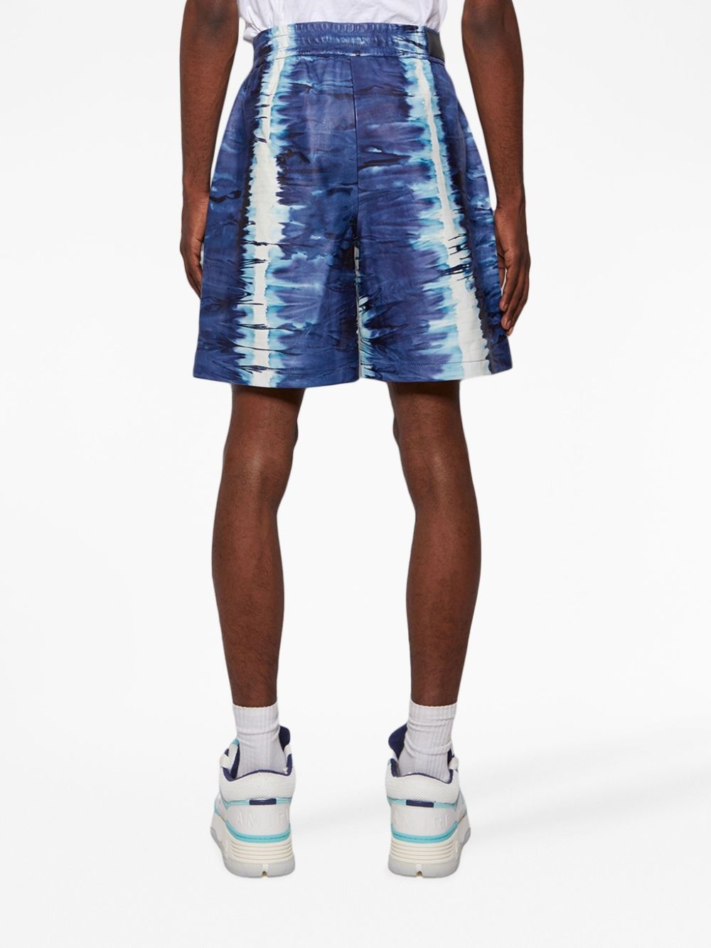 tie-dye leather shorts - 5