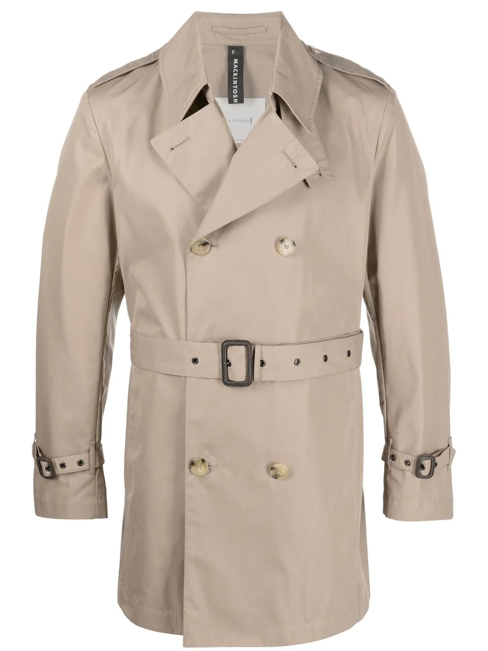 ST JOHN Beige Gabardine Cotton Short Trench Coat - 1