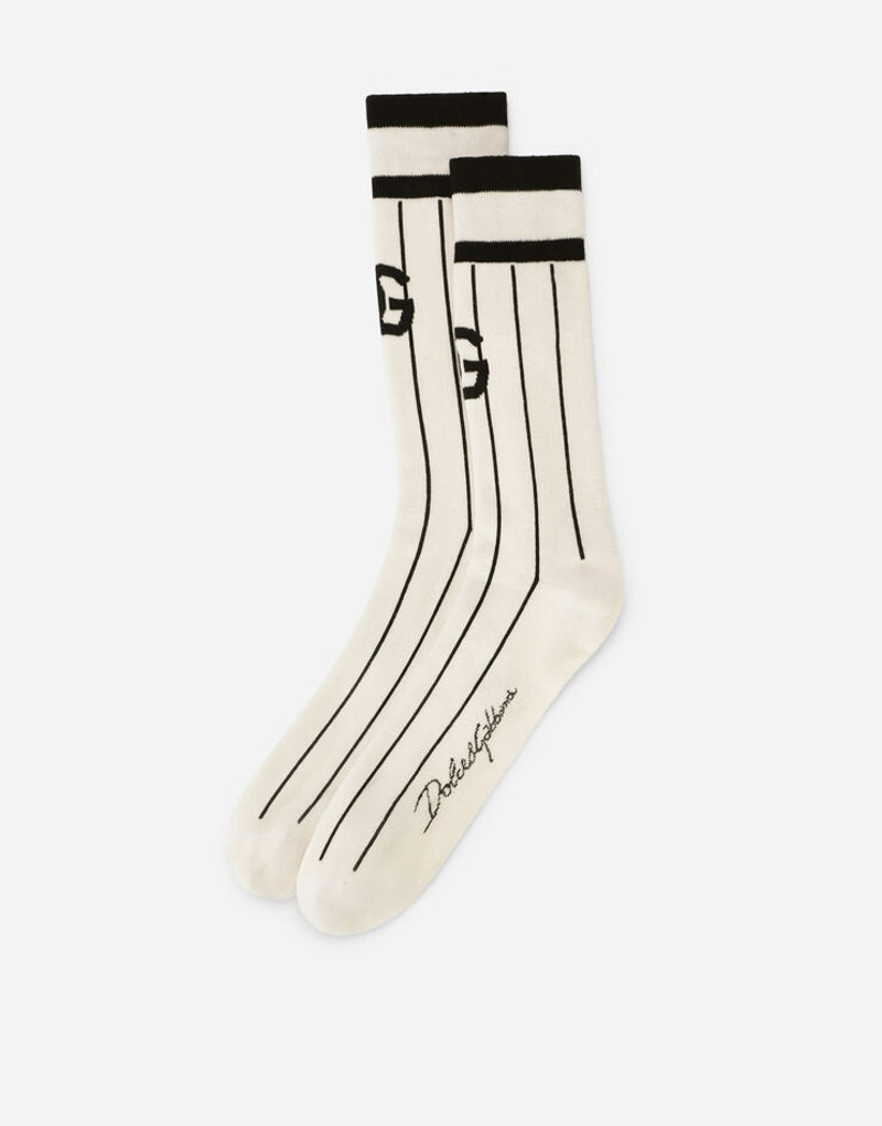Dolce & Gabbana Striped cotton jacquard socks with DG logo outlook