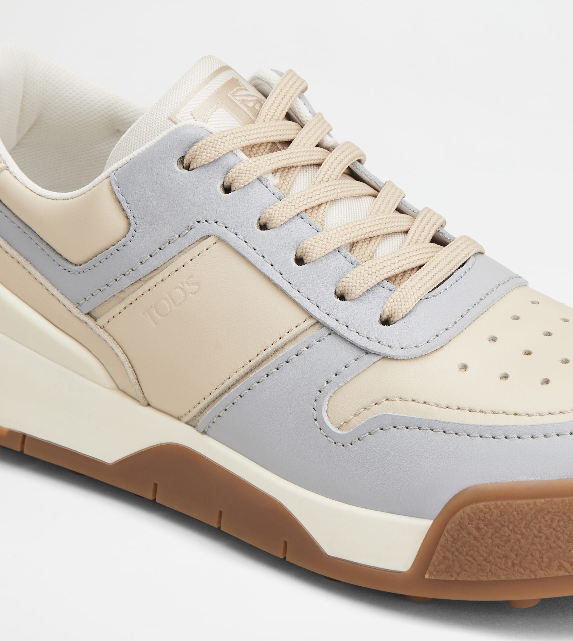 TOD'S SNEAKERS IN LEATHER - GREY, BEIGE, OFF WHITE - 6