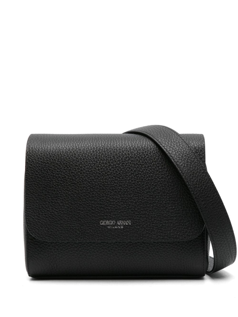 logo-print leather messenger bag - 1