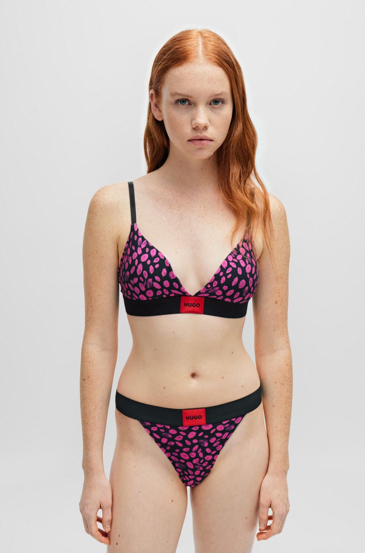 STRETCH-COTTON TRIANGLE BRA WITH SEASONAL PATTERN - 2