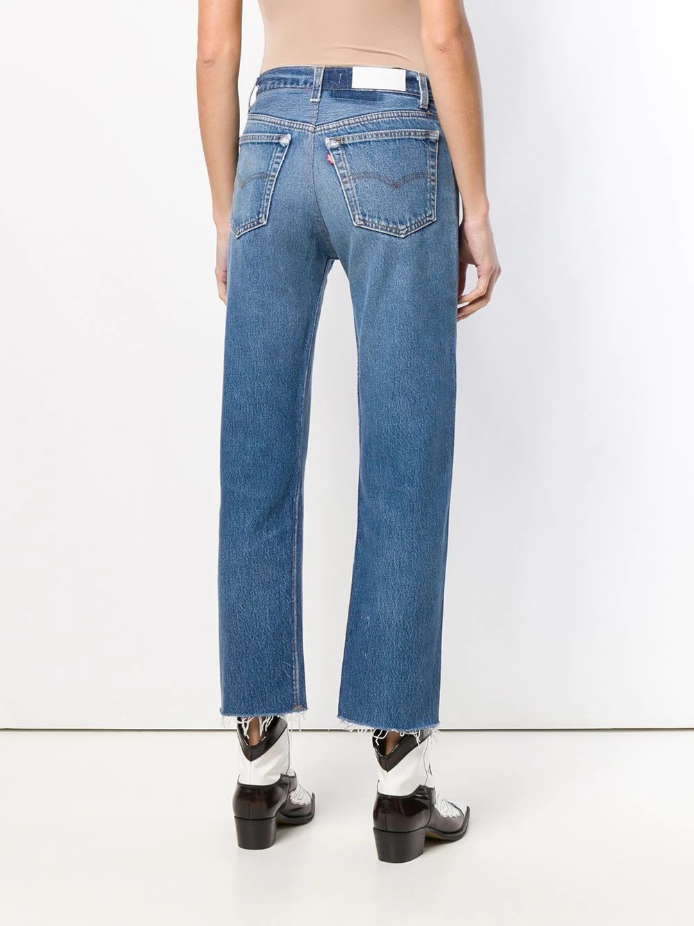 Stove pipe denim cropped jeans - 4