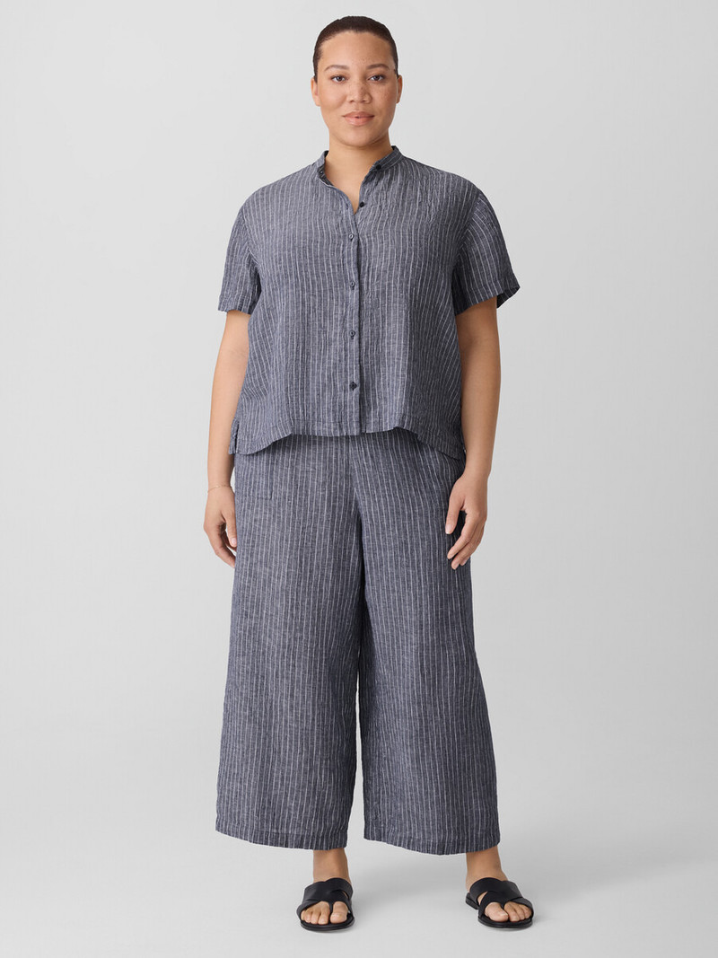 Puckered Organic Linen Wide-Leg Pant 6