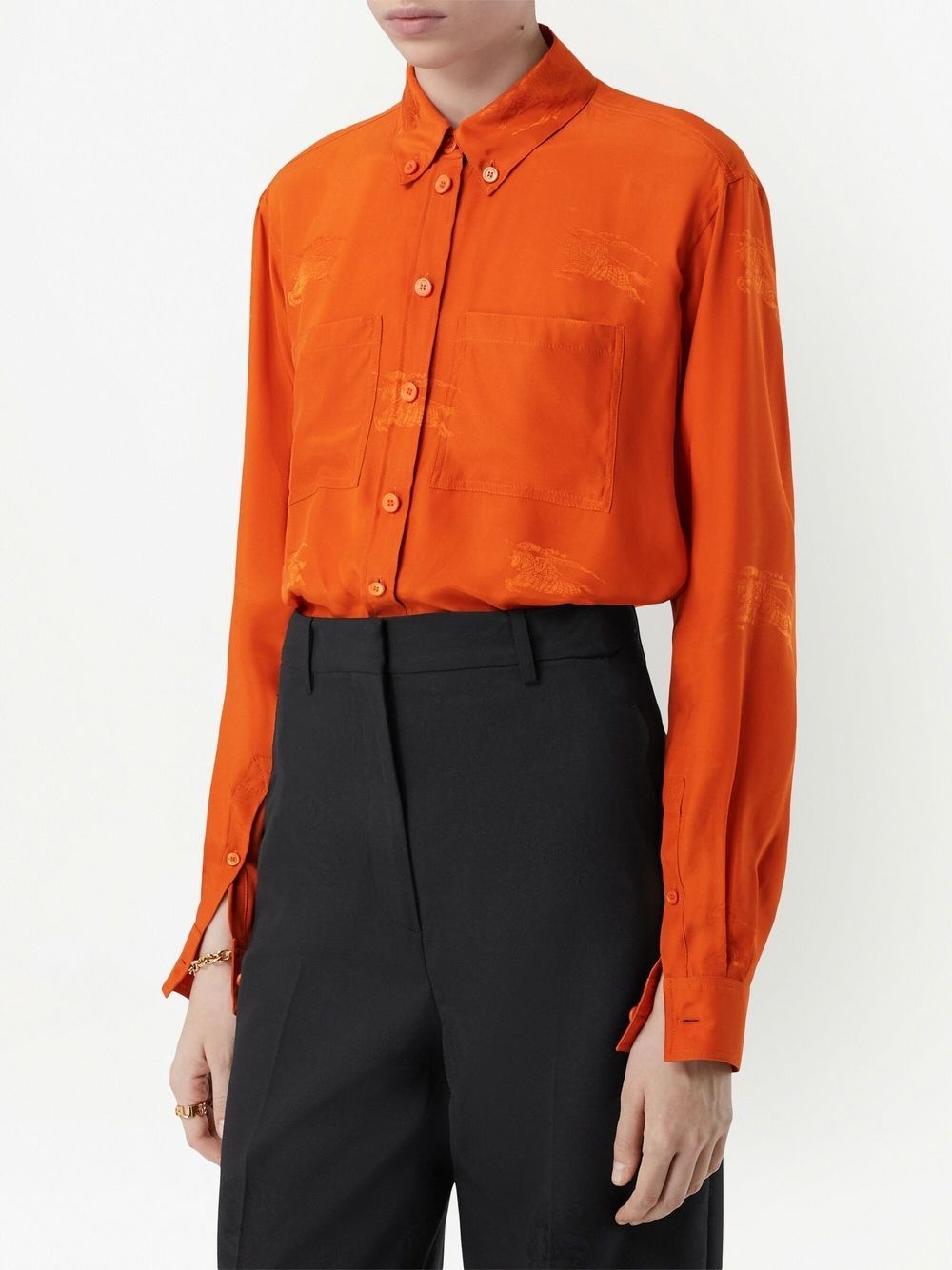 logo-embroidered long-sleeve shirt - 3