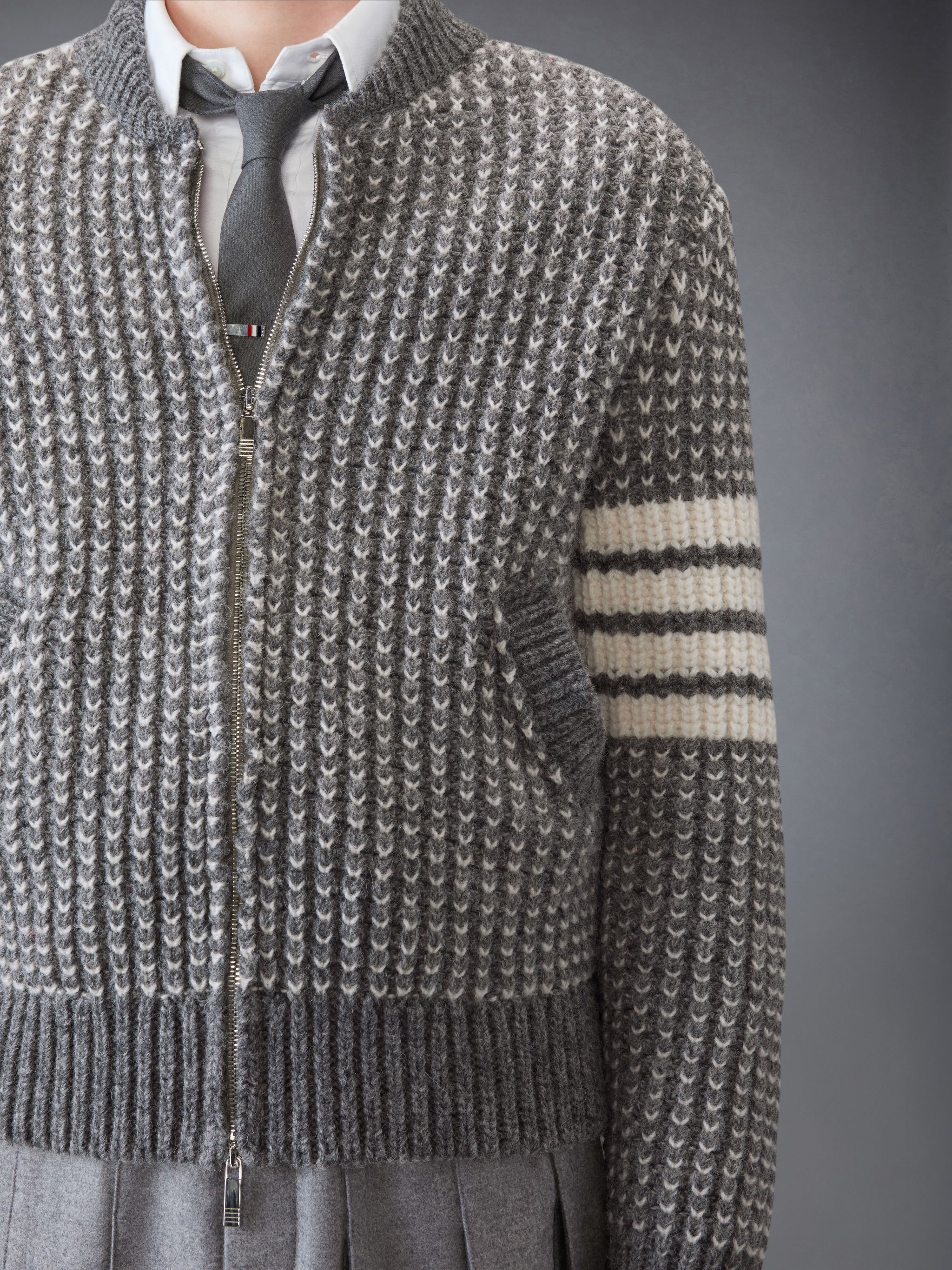 Irish Wool 4-Bar Bomber Jacket - 5