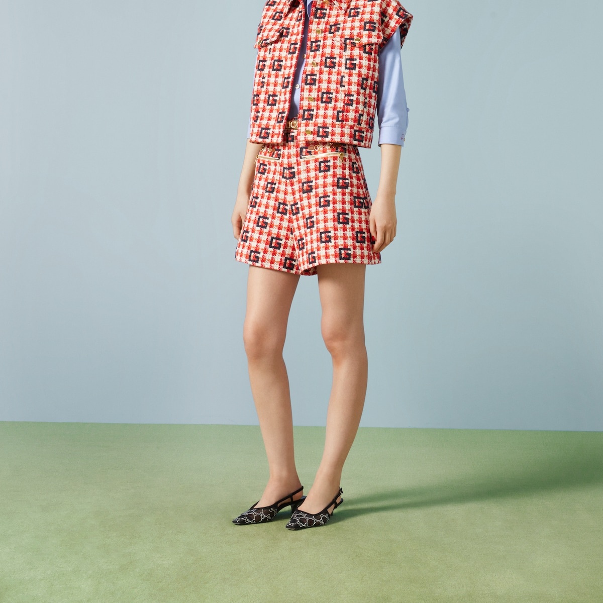 Cotton tweed Square G shorts - 5