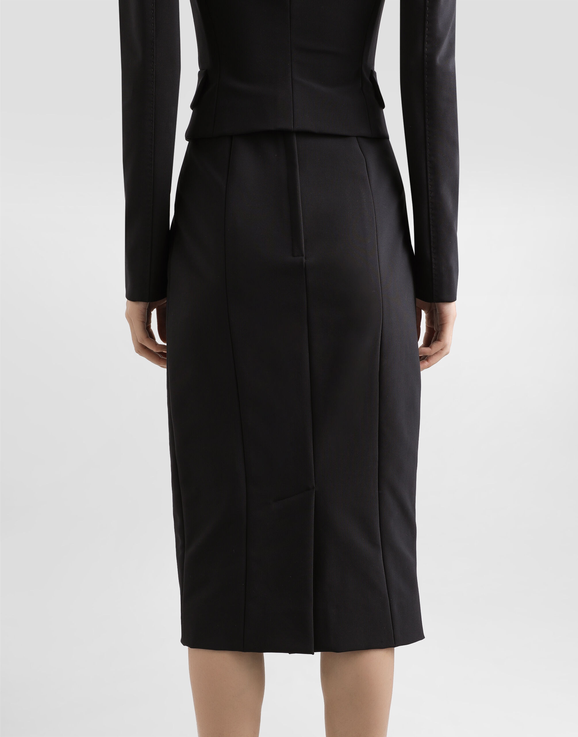 Technical cady calf-length pencil skirt - 4