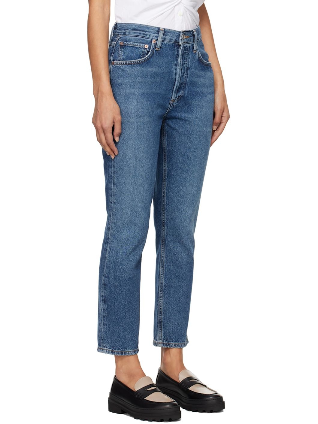 Blue Riley High Rise Straight Crop Jeans - 2