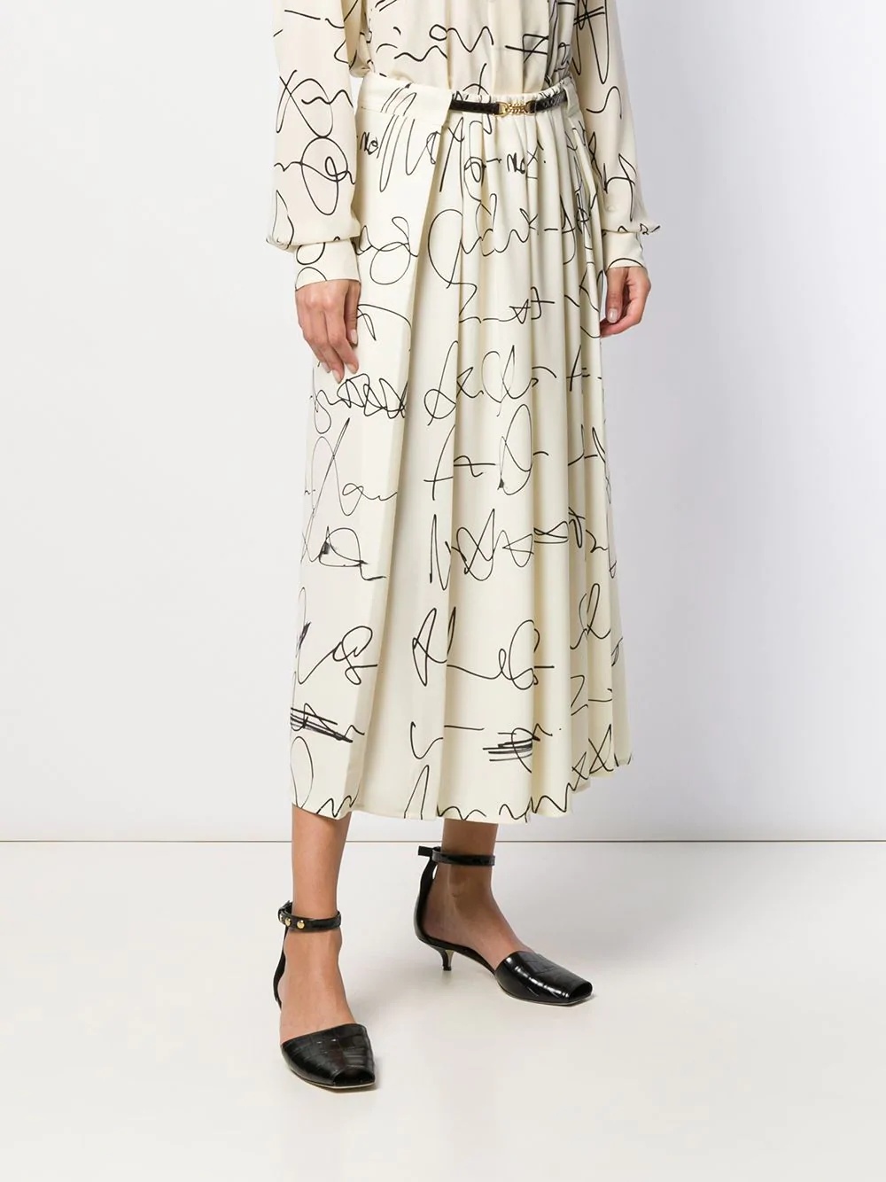 signature print belted midi skirt - 3