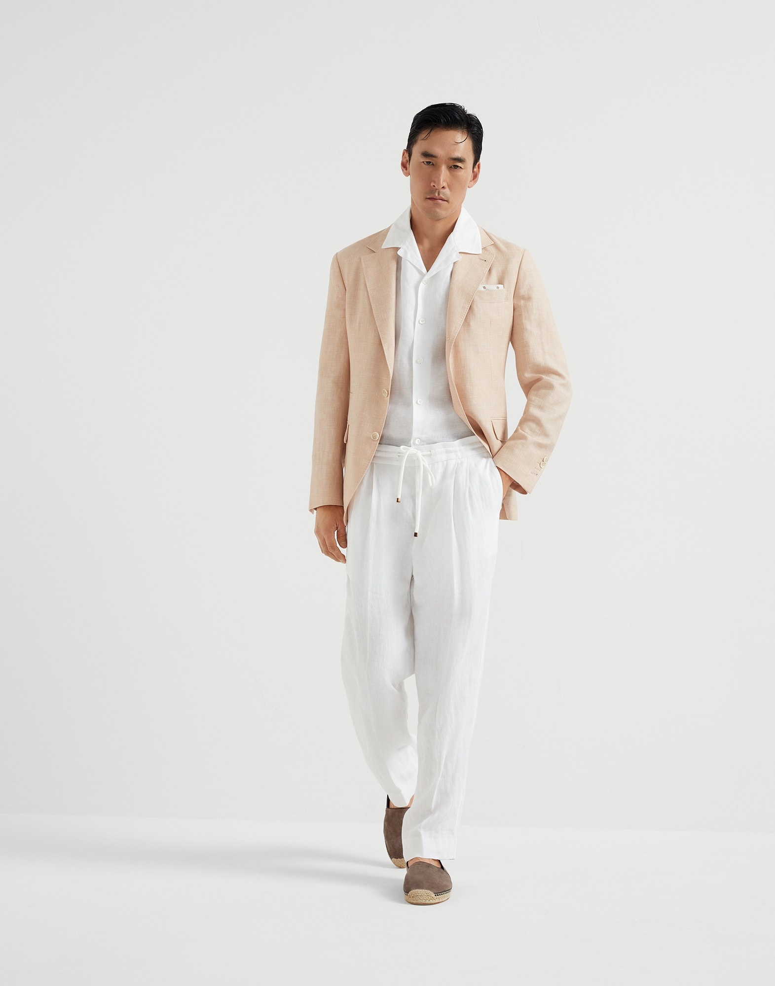 Linen easy fit short sleeve shirt with camp collar - 5