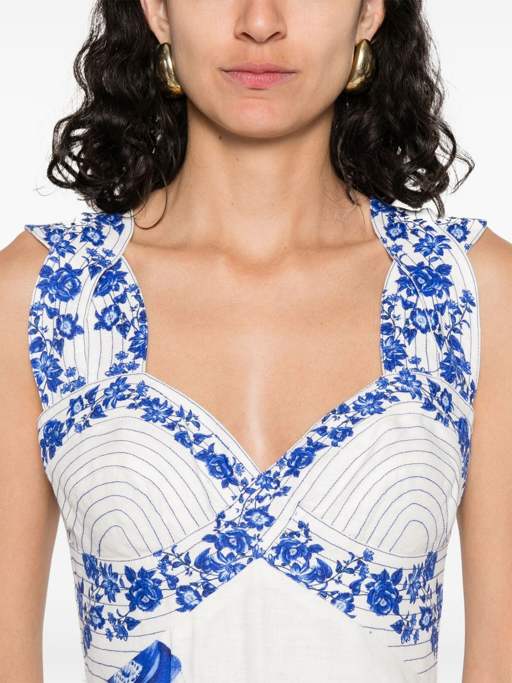Floral Cascade-print midi dress - 5