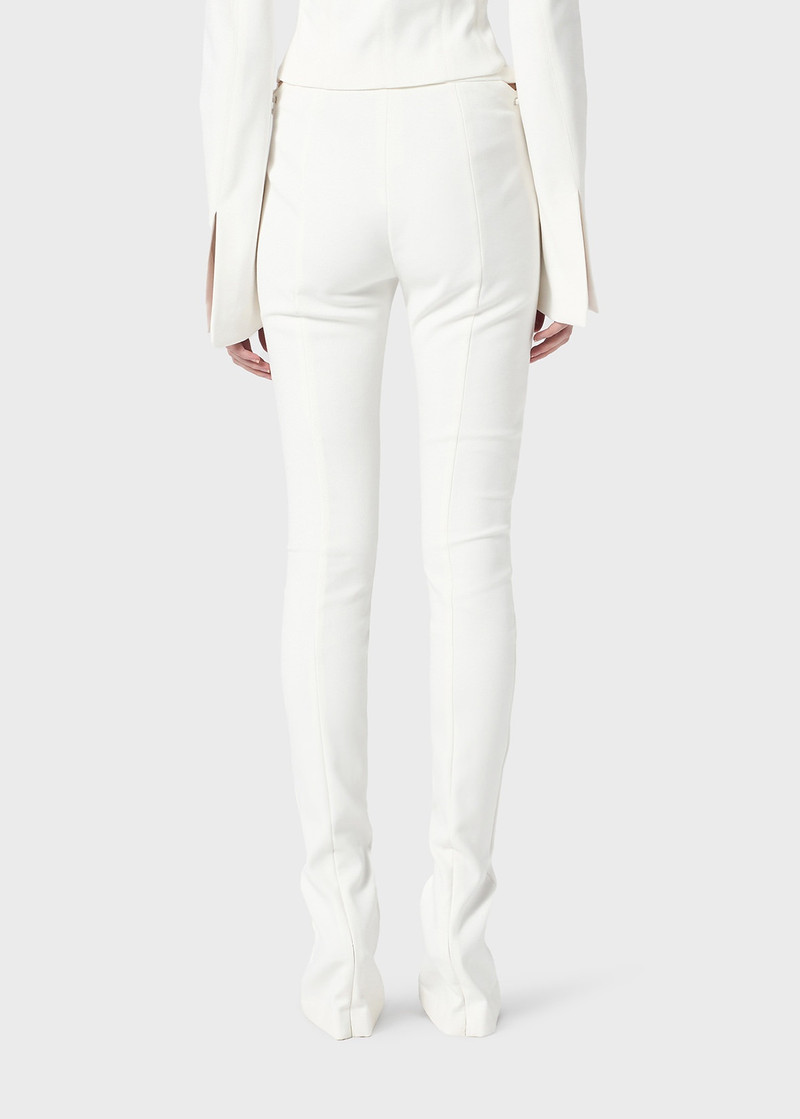 STRETCH COTTON PANTS WITH EYELETS AND STRAPS 4