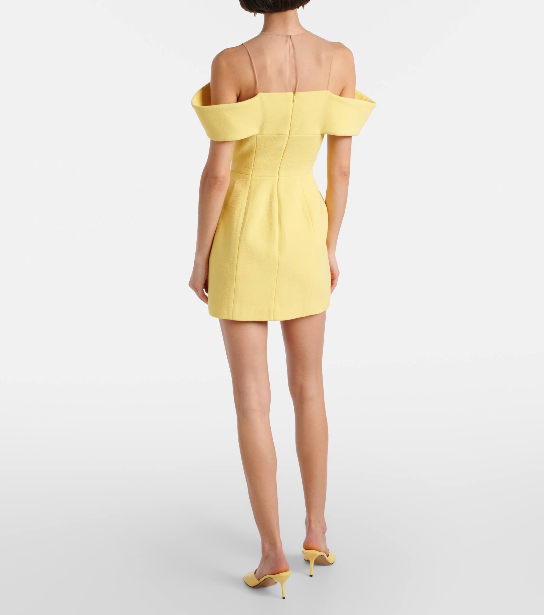 Off-shoulder wool crêpe minidress - 3
