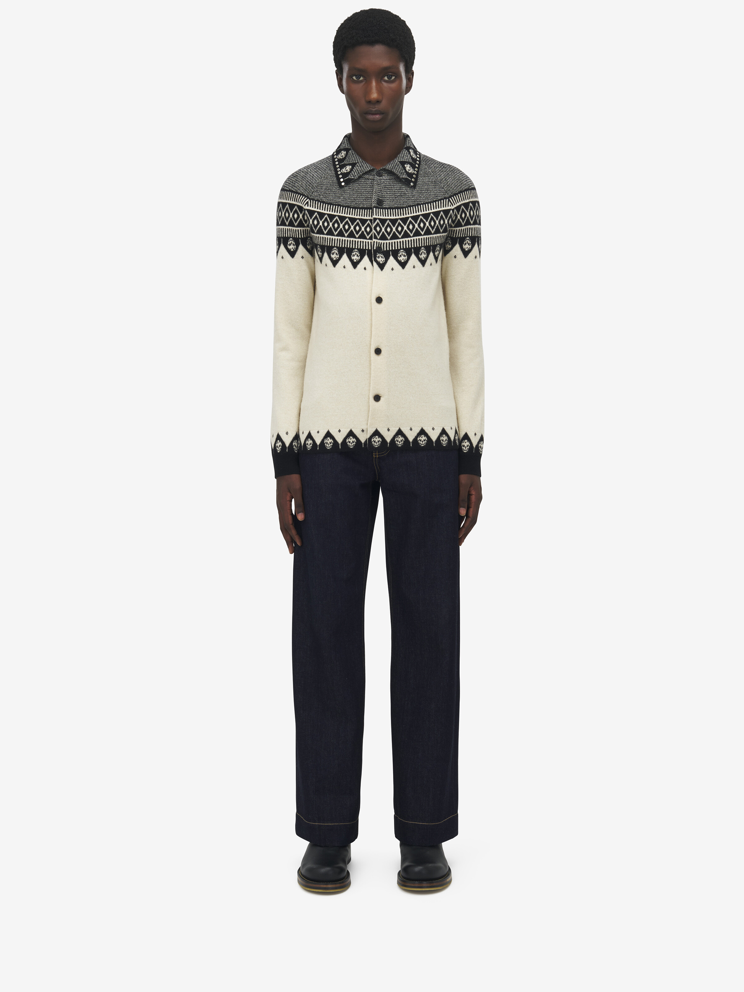 Fair Isle Polo Cardigan - 3