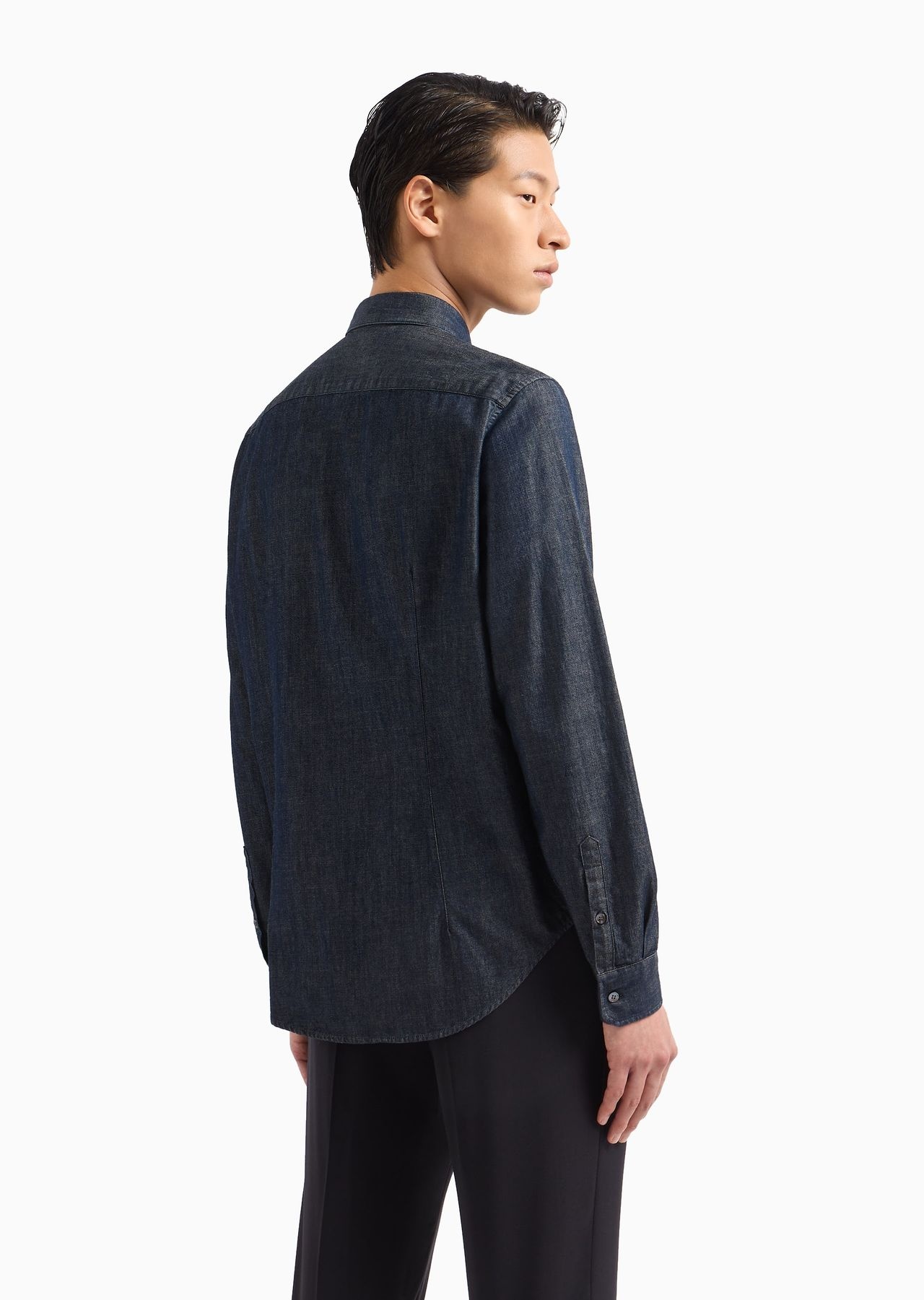 Denim shirt with breast pocket and logo patch - 3