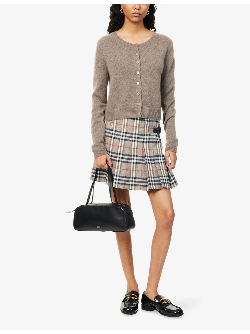 Check-Print Pleated Wool Mini Skirt - 2