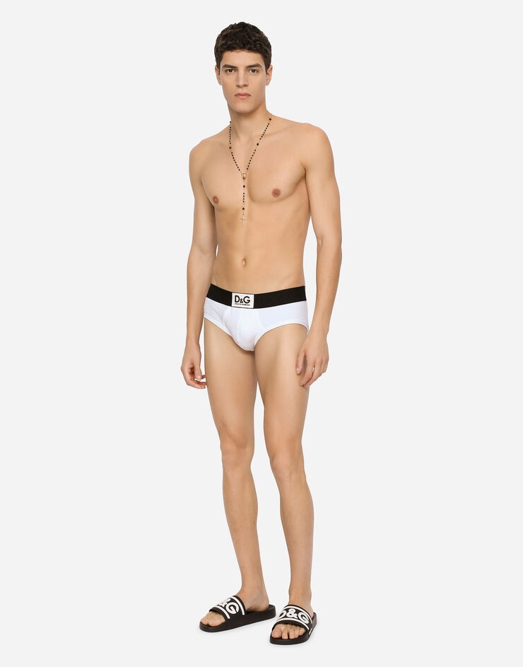 Two-way stretch cotton Brando briefs with D&G patch - 2