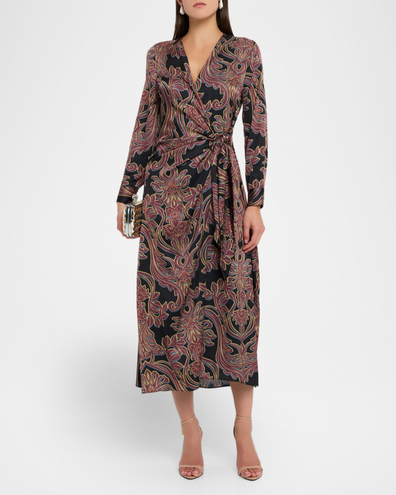 MISA Studded Flora Eliza Wrap Midi Dress outlook