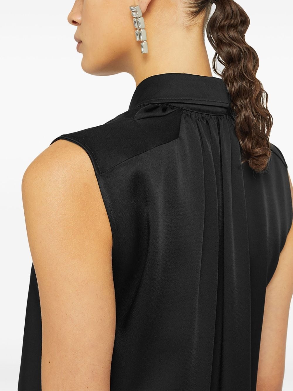 classic-collar satin-finish dress - 5