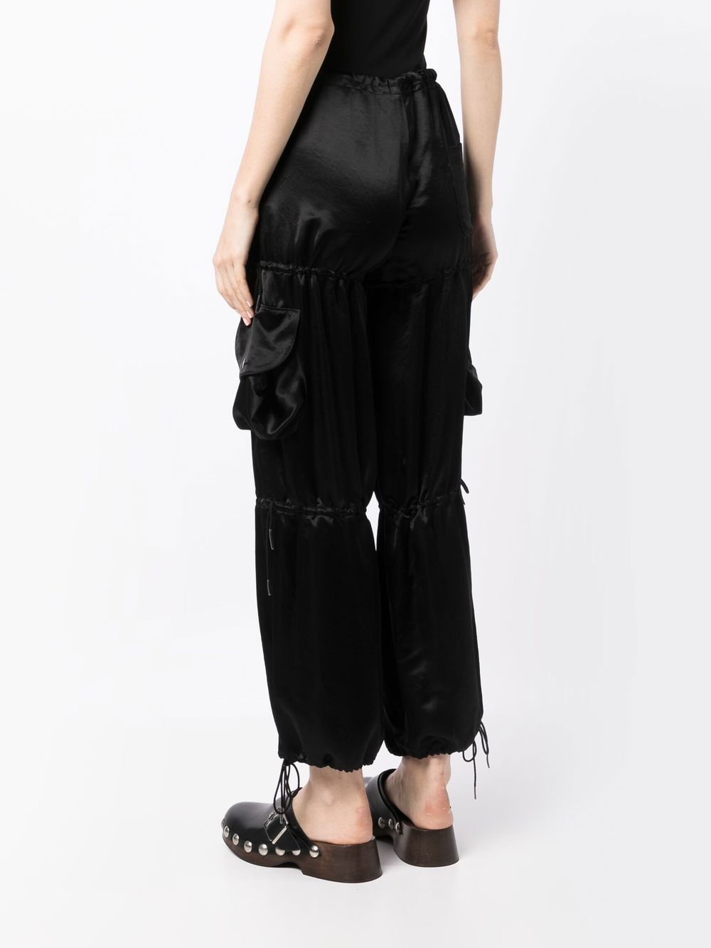 satin-finish pocket straight trousers - 4