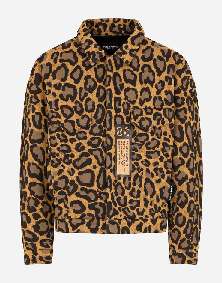 Jersey jacquard jacket with leopard design and patch embellishment - 3