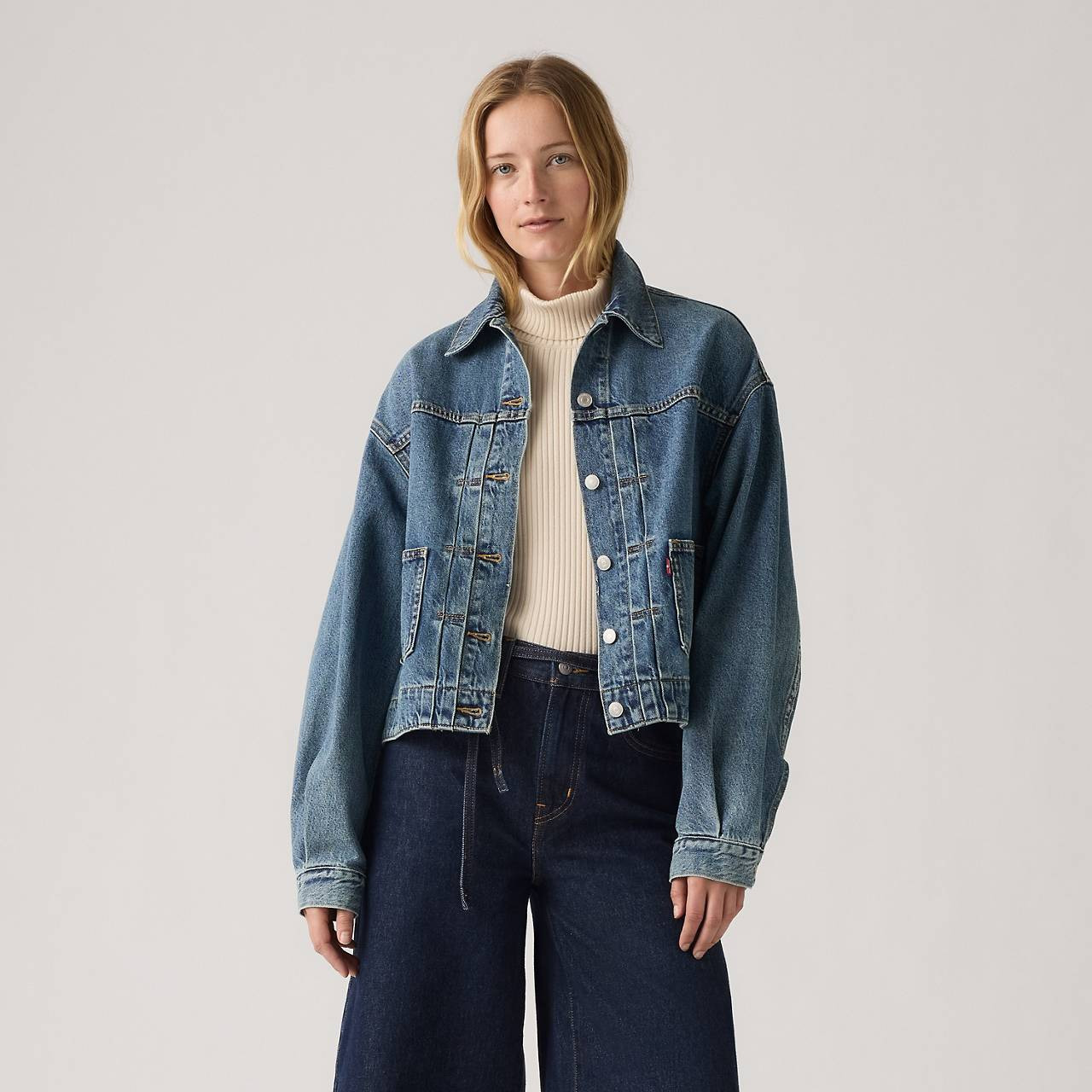 BALLOON SLEEVE TRUCKER JACKET - 2