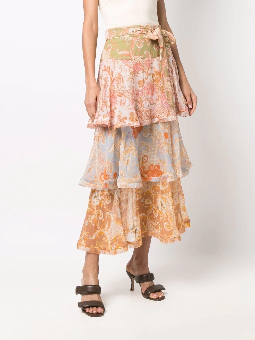 Postcard ruffled midi skirt - 3