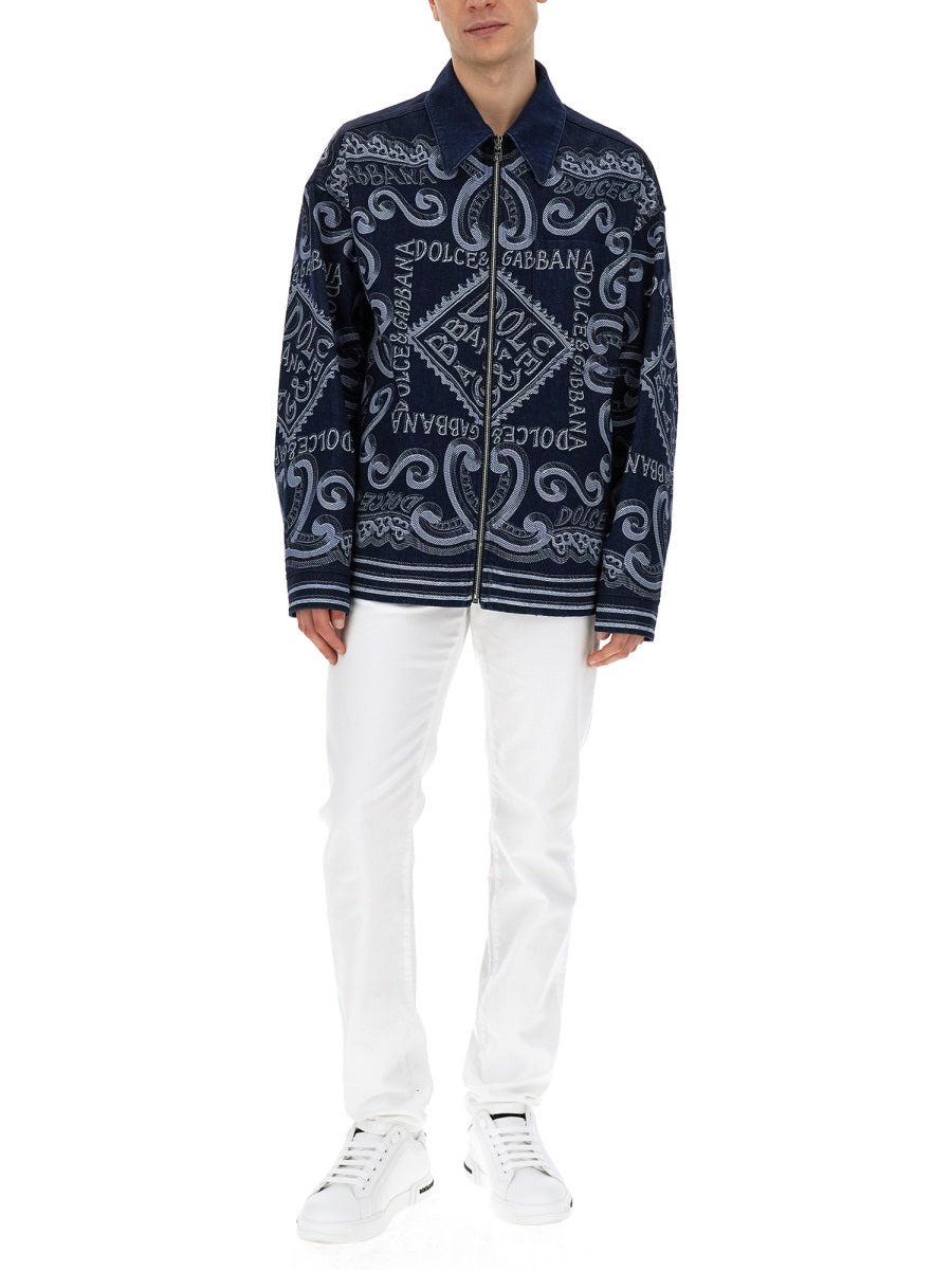 Dolce & Gabbana Men Navy Print Cardigan - 2