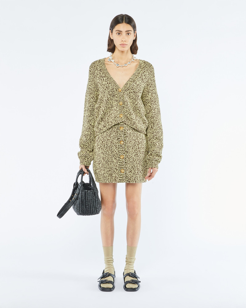 Nanushka CALIZ - Cropped mouliné cardigan - Graphic lime outlook