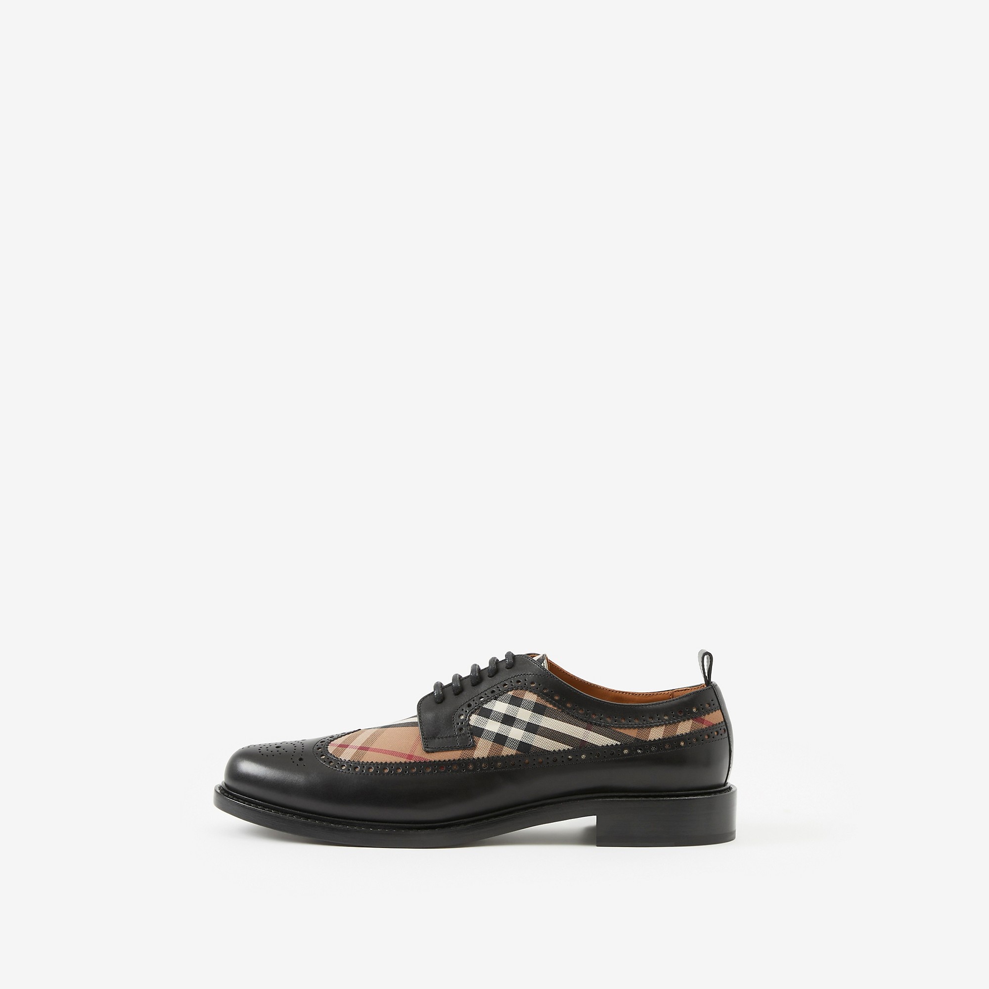 Vintage Check Panel Leather Derby Shoes - 5