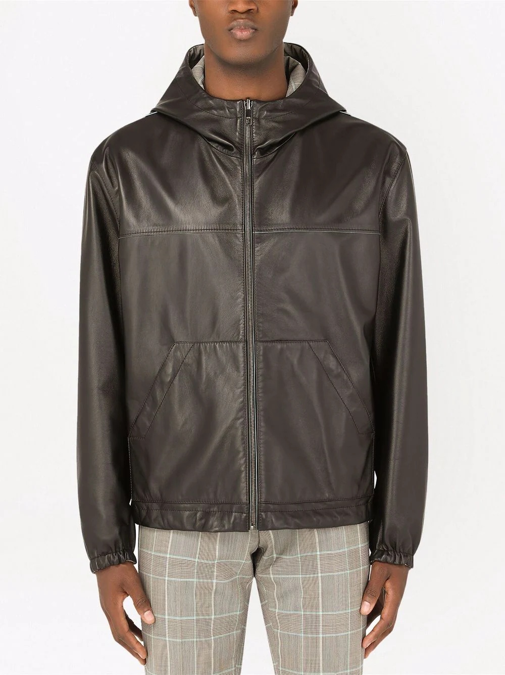 reversible leather hooded bomber jacket - 3