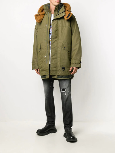 Diesel zip-up faux shearling-trimmed coat outlook