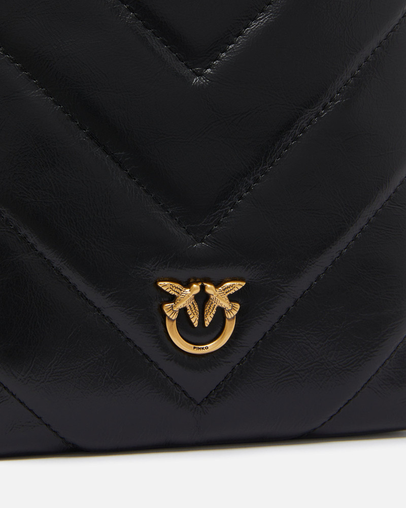 SMALL FLAT SHOULDER POUCH IN CHEVRON-PATTERNED LEATHER 3