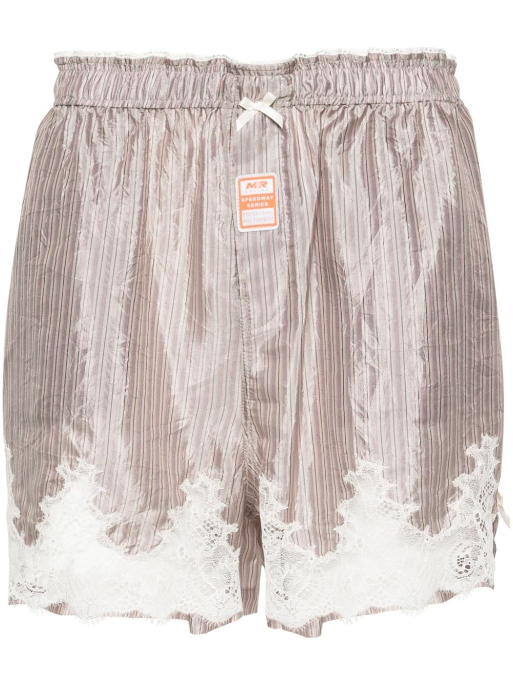 striped lace-trim shorts - 1