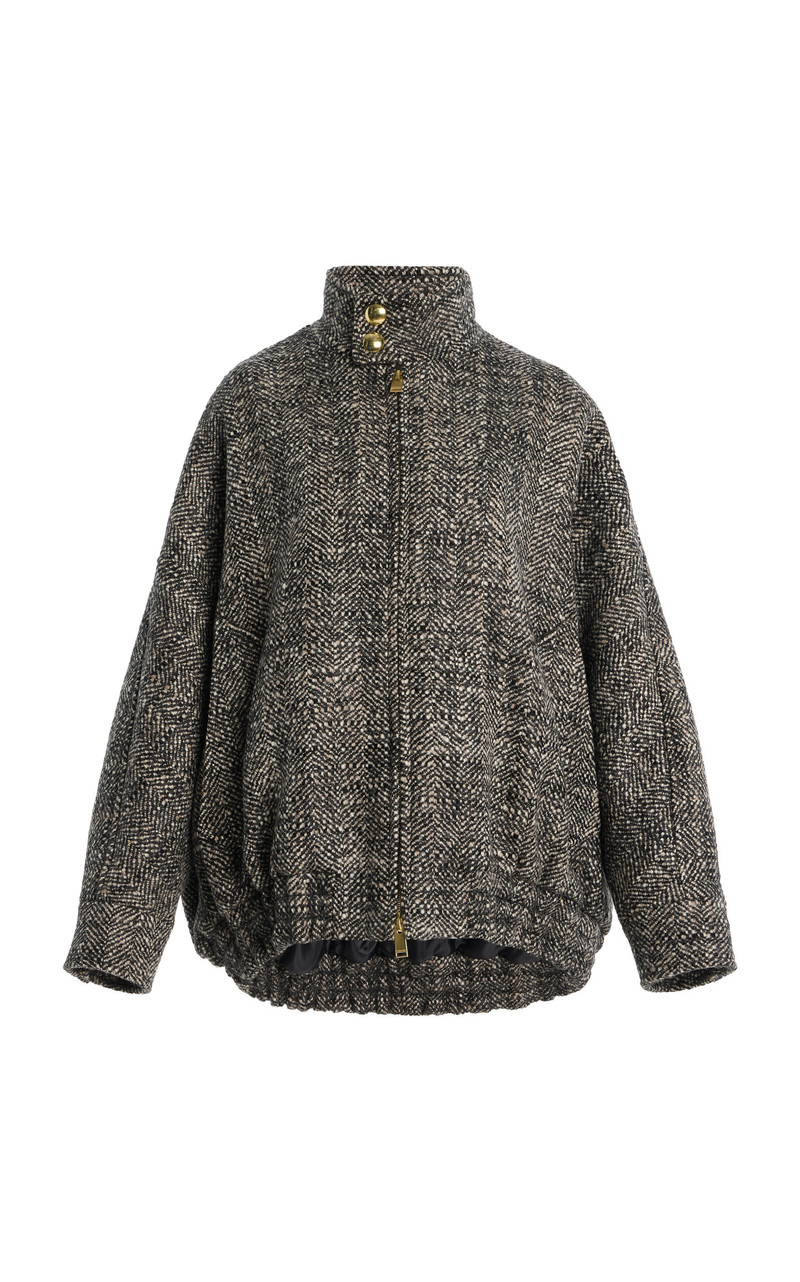 Lee Herringbone Wool Bomber Jacket black/white 1