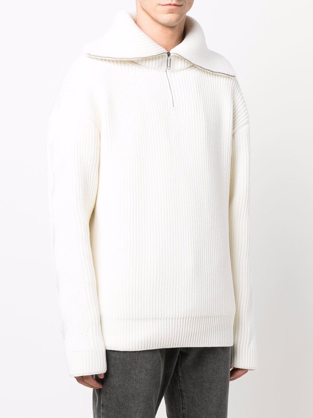 zipped rib knitted jumper - 3