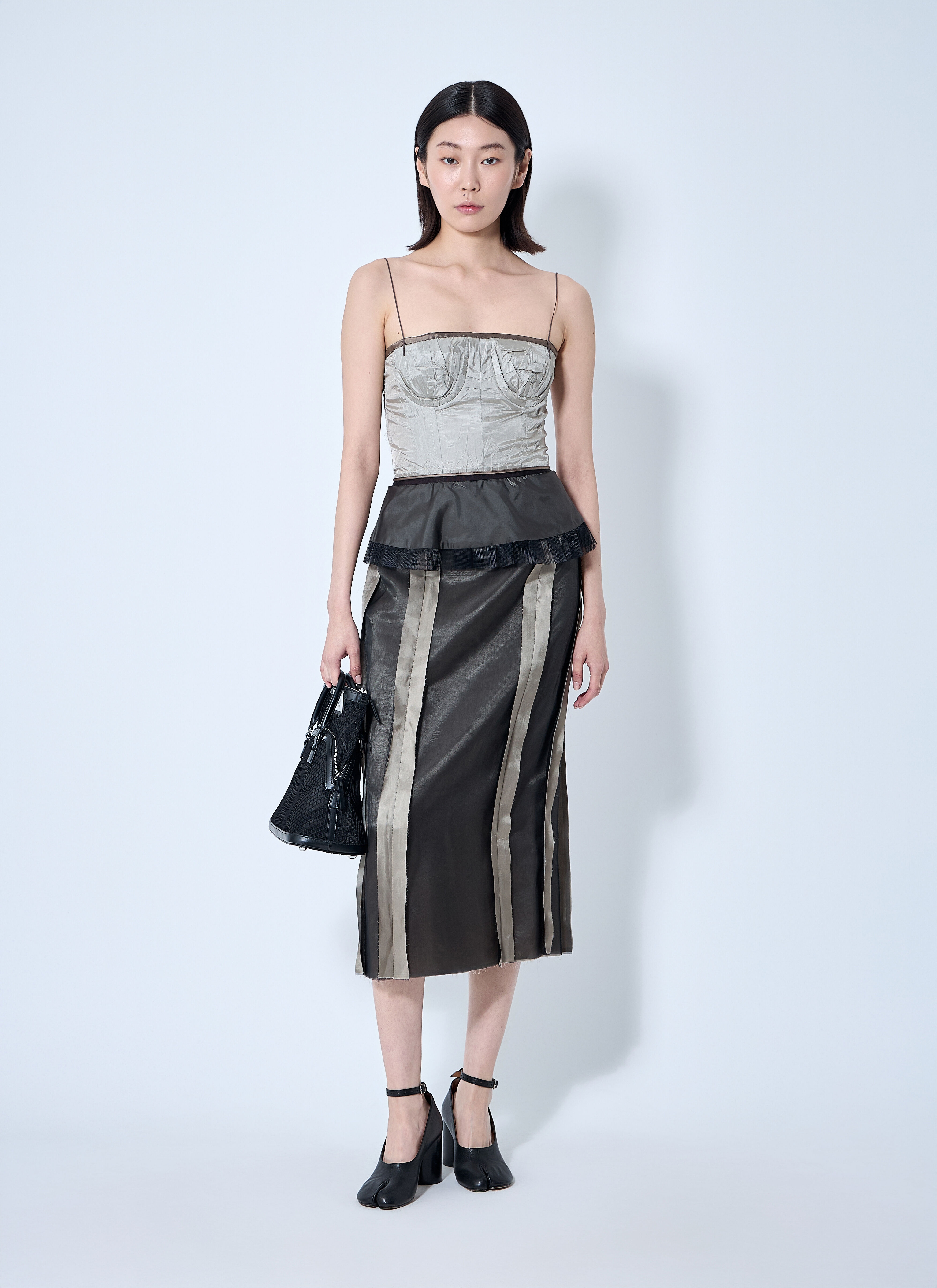 Contrast Panel Silk Midi Dress - 2