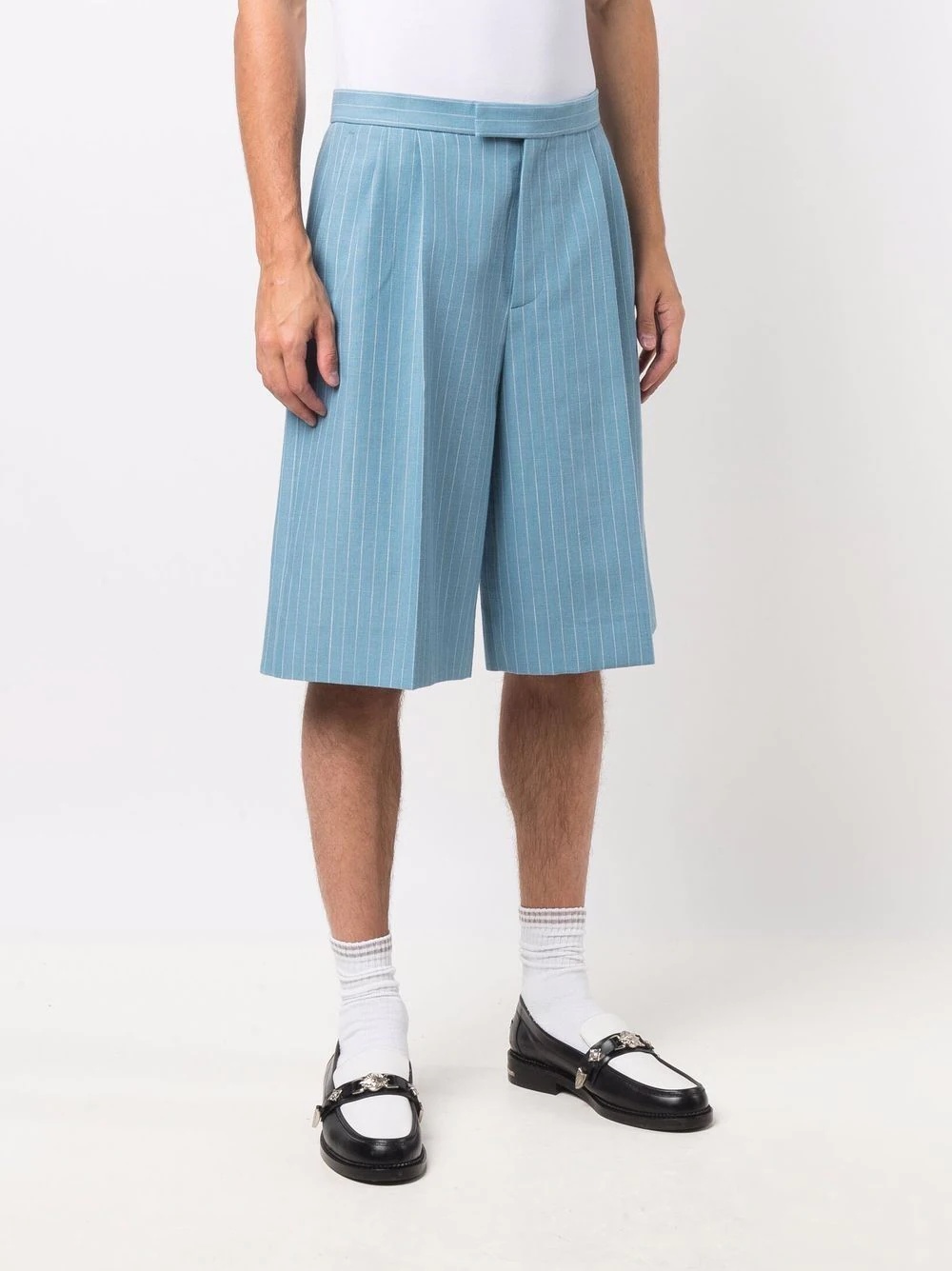 pinstripe knee-length shorts - 3