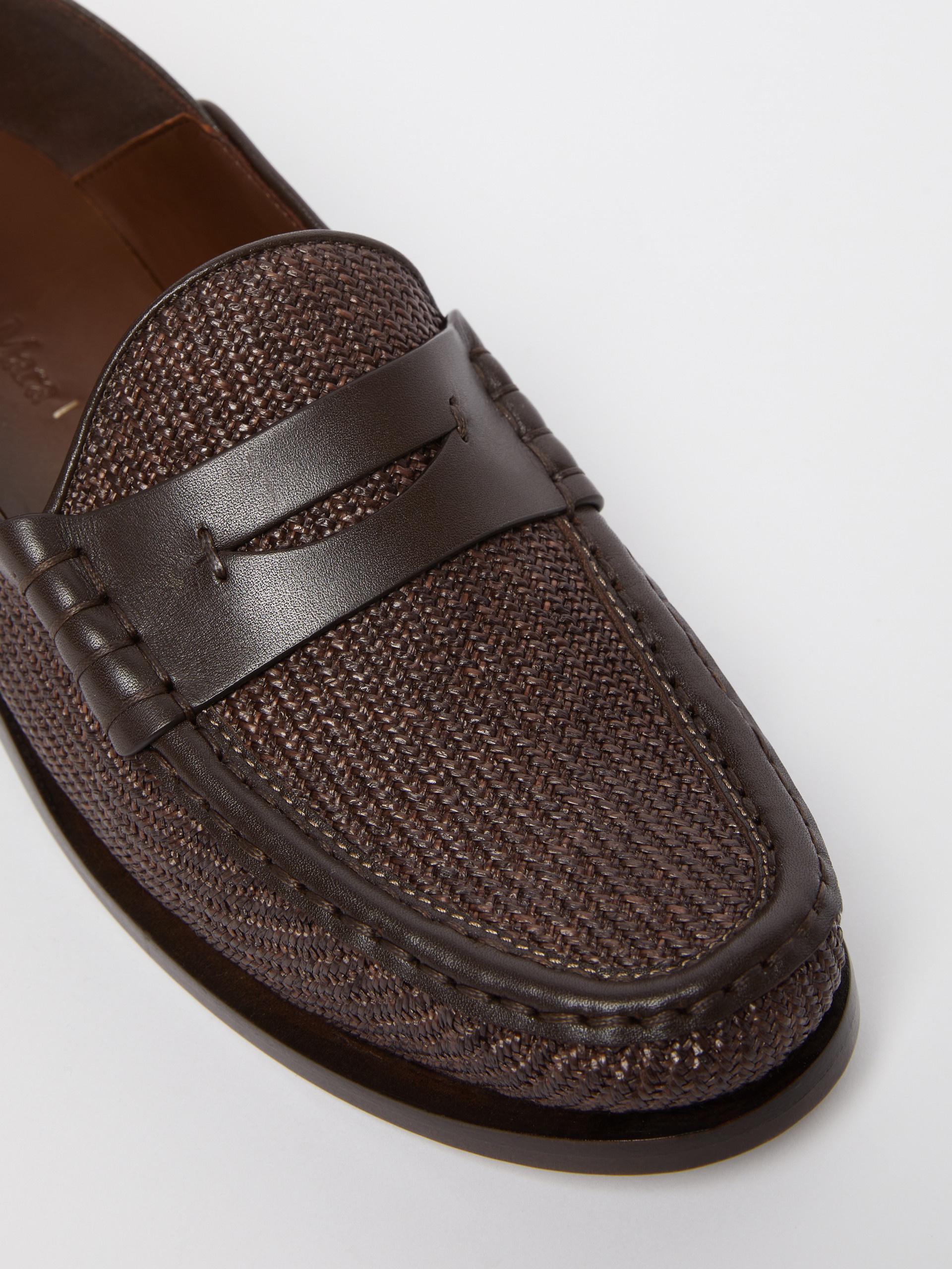 STRAWLOAFER Raffia-effect loafers - 4