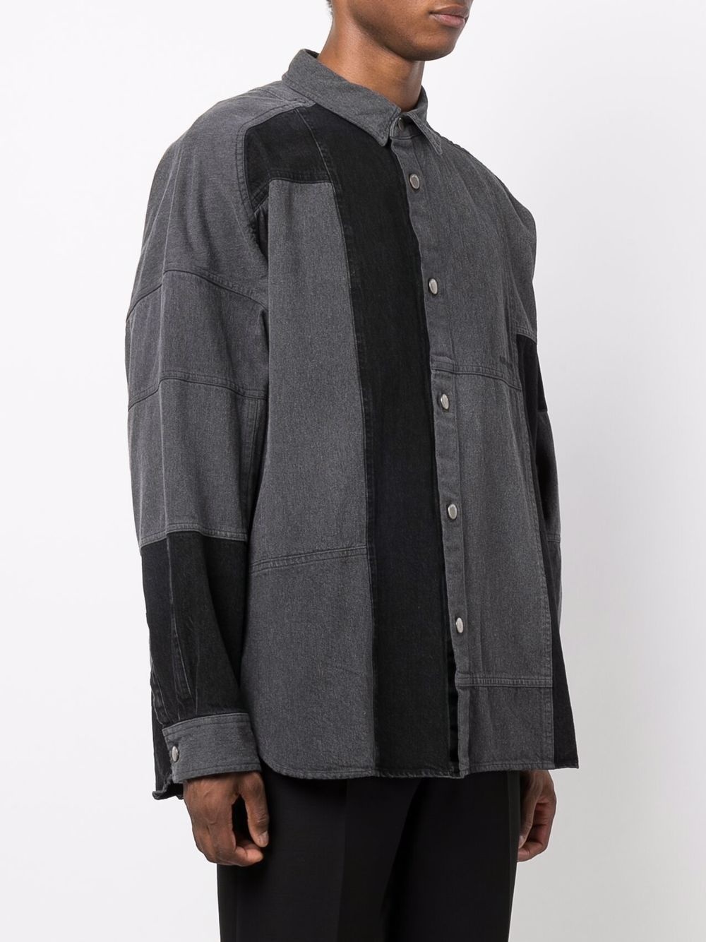 patchwork denim shirt - 3