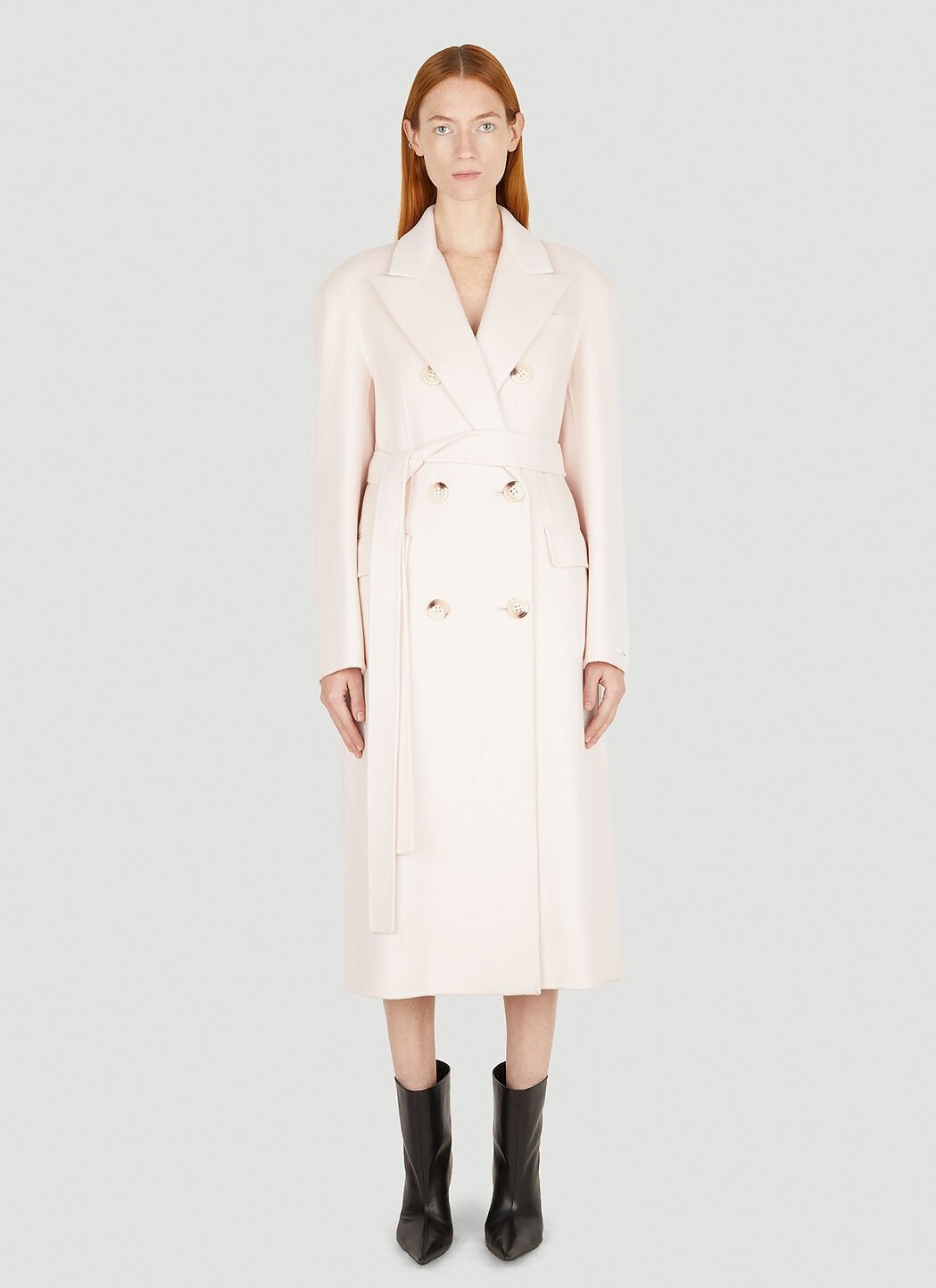 Belted Double Breasted Coat - 1