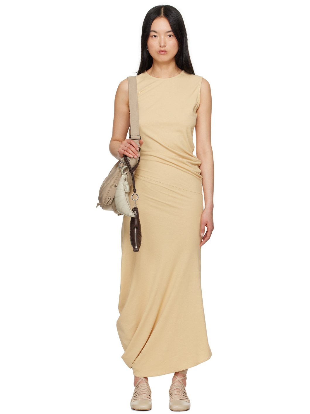 Yellow Twisted Midi Dress - 1