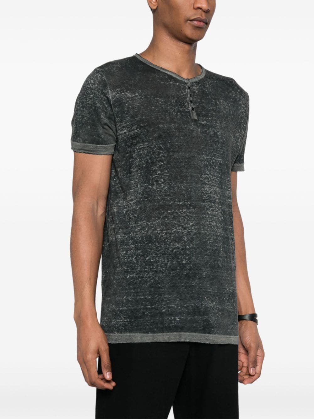 abstract-print linen T-shirt - 3