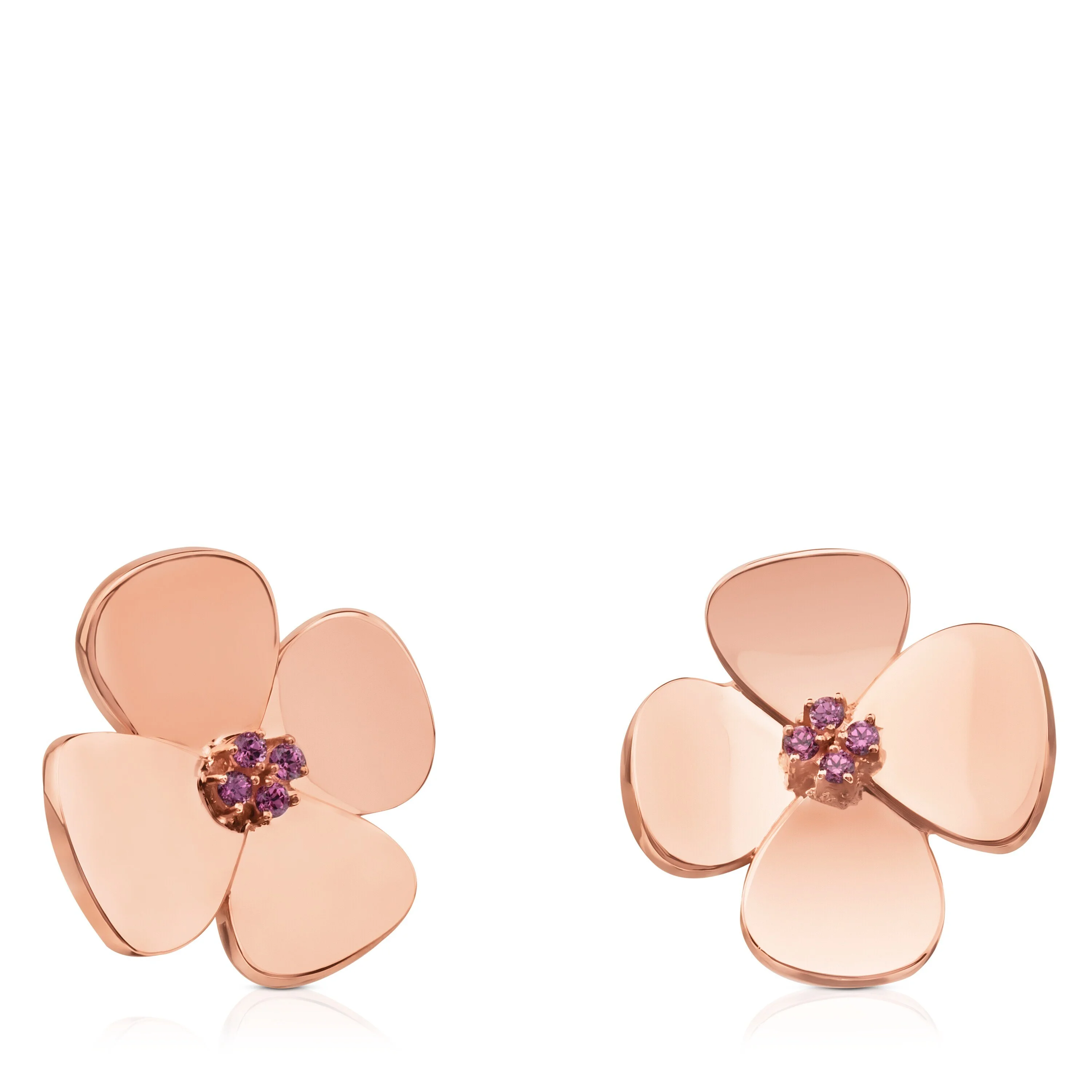 ATELIER Flor Earrings in rose Gold with Rhodolites - 1