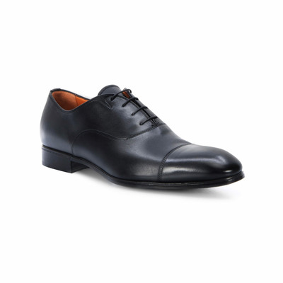Santoni Men's black leather Oxford shoe outlook