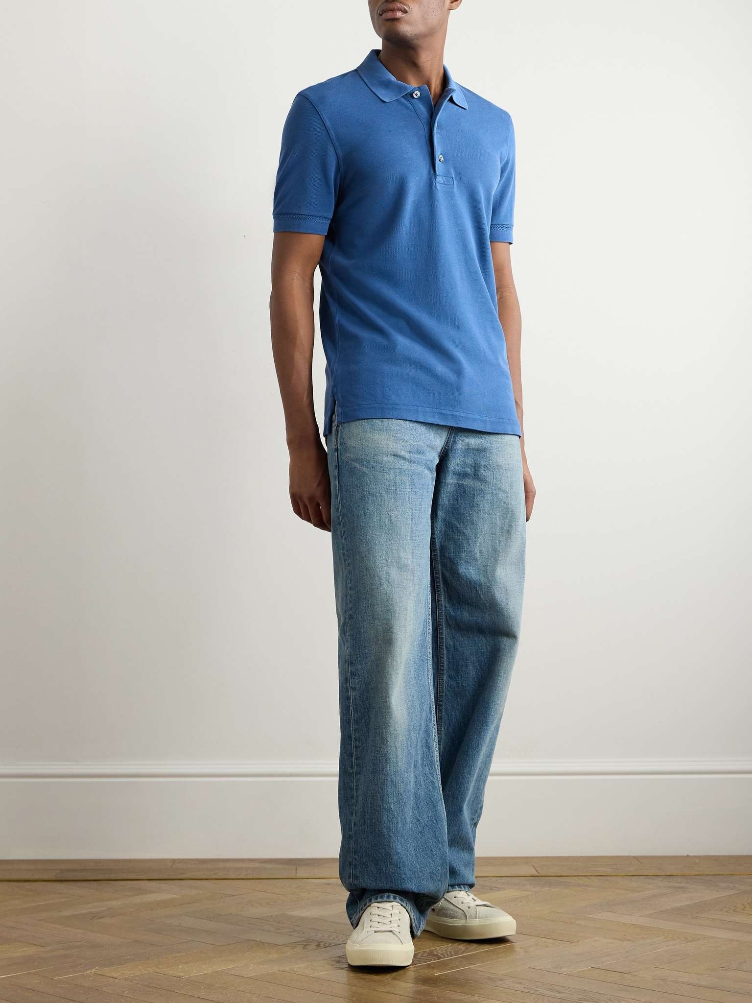 Slim-Fit Lyocell and Cotton-Blend Piqué Polo Shirt - 2