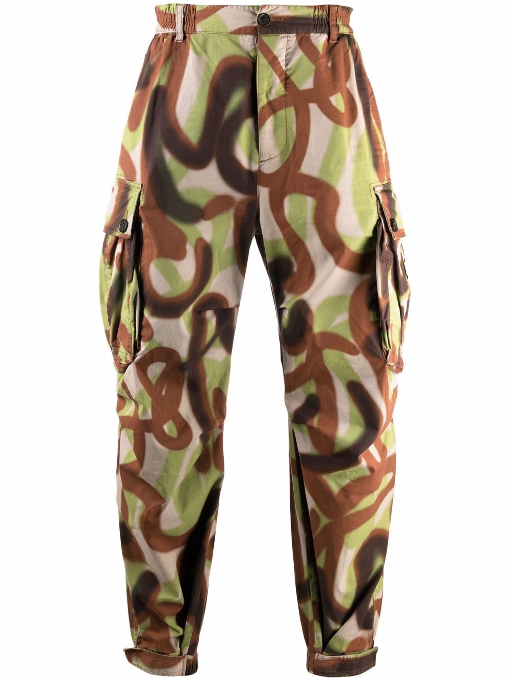 graffiti print cargo trousers - 1